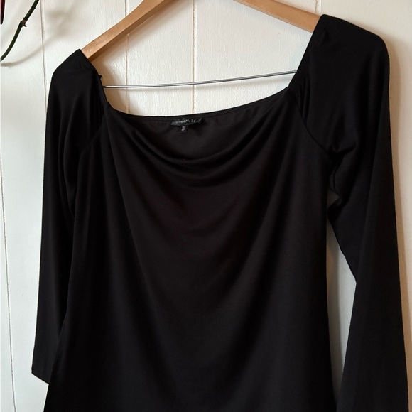Dynamite Black Asymmetrical Long Sleeve Off Shoulder Top Large - Picture 3 of 6